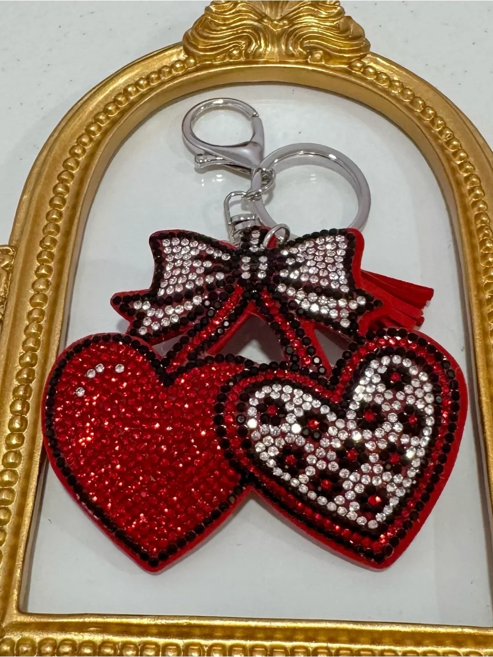 New Red Heart Cherries Keychain/Bag Charm